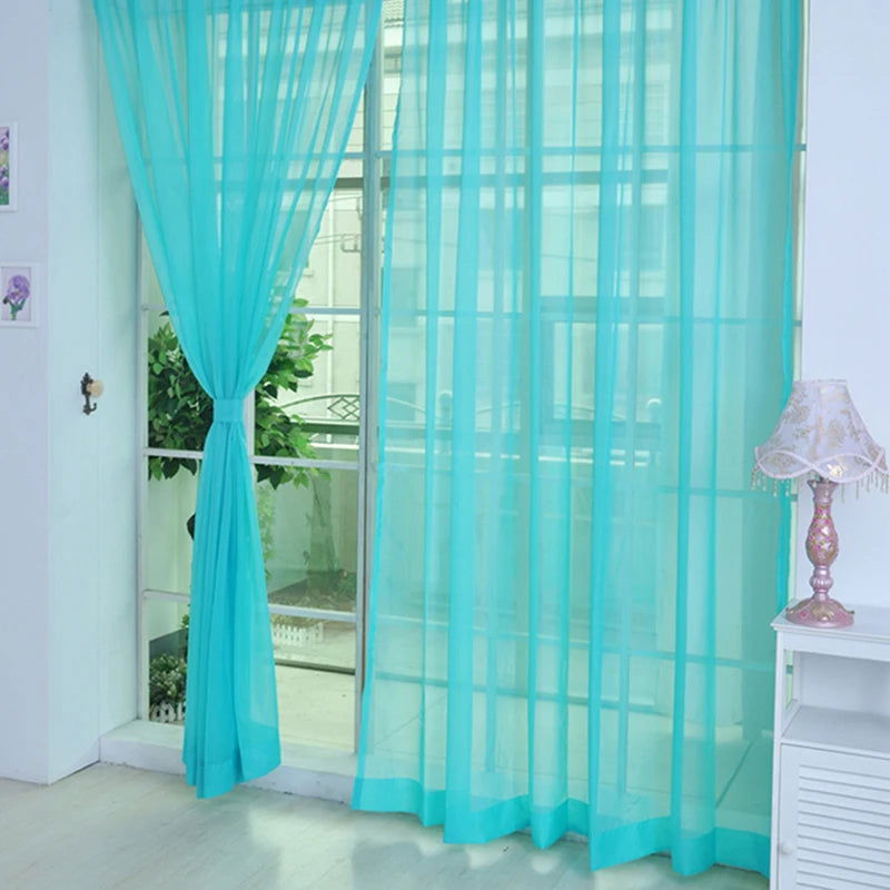 Transparent Window Gauze Solid Color Wedding Glass Gauze Household Products Light Luxury Style Easy To Install Curtains - Slobuy
