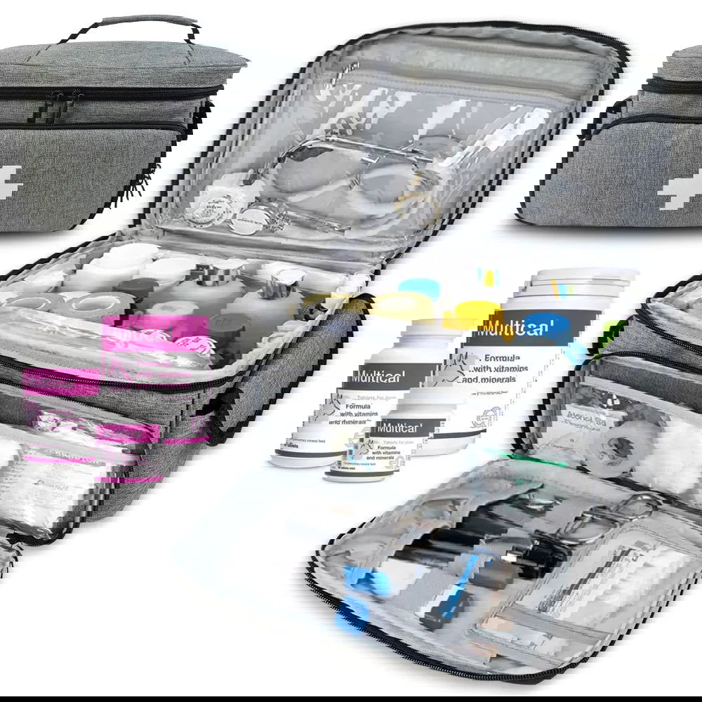 Travel First Aid Kit Bag for Home Medical Carry Bag Multifunctional Storage Organizer Layered Medicine Boxes Medicine Cabinet - Slobuy