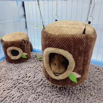 Tree Stump Shape Warm Hamster Hammock Winter Mole Tunnel Small Animal Hanging Bed Hamster Nest Pet Cage Household Supplies - Slobuy