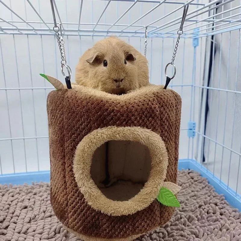 Tree Stump Shape Warm Hamster Hammock Winter Mole Tunnel Small Animal Hanging Bed Hamster Nest Pet Cage Household Supplies - Slobuy