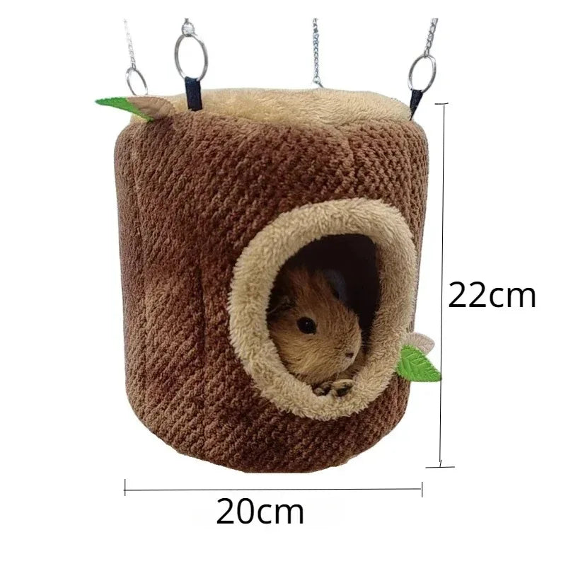 Tree Stump Shape Warm Hamster Hammock Winter Mole Tunnel Small Animal Hanging Bed Hamster Nest Pet Cage Household Supplies - Slobuy