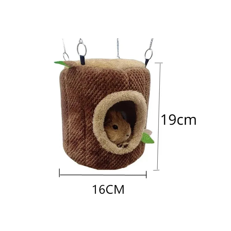 Tree Stump Shape Warm Hamster Hammock Winter Mole Tunnel Small Animal Hanging Bed Hamster Nest Pet Cage Household Supplies - Slobuy