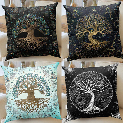 Tree of Life Cushion Cover Plant Floral Pillow Sun Moon    Pattern   Modern Sa Décor - Slobuy