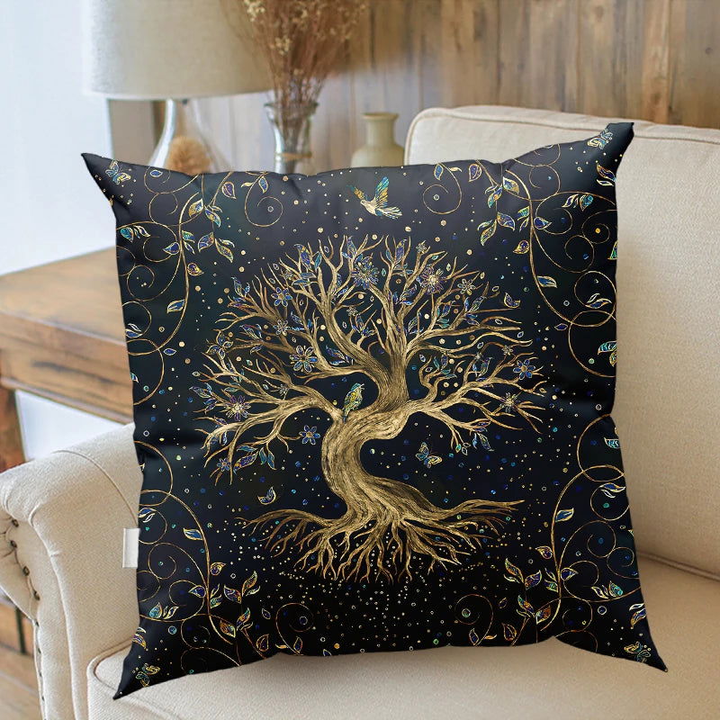 Tree of Life Cushion Cover Plant Floral Pillow Sun Moon    Pattern   Modern Sa Décor - Slobuy