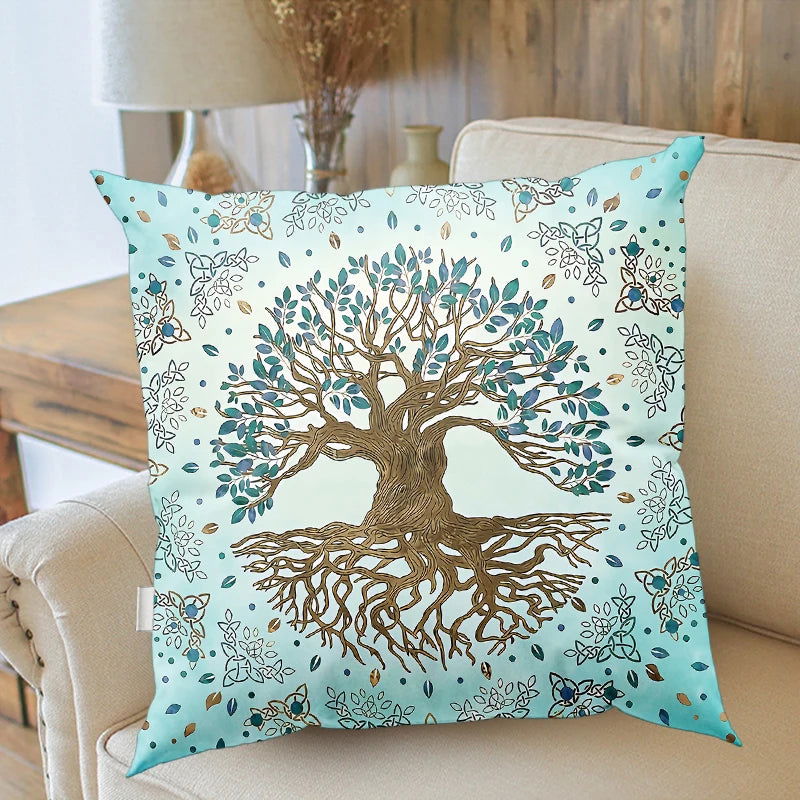 Tree of Life Cushion Cover Plant Floral Pillow Sun Moon    Pattern   Modern Sa Décor - Slobuy