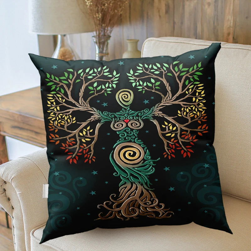 Tree of Life Cushion Cover Plant Floral Pillow Sun Moon    Pattern   Modern Sa Décor - Slobuy