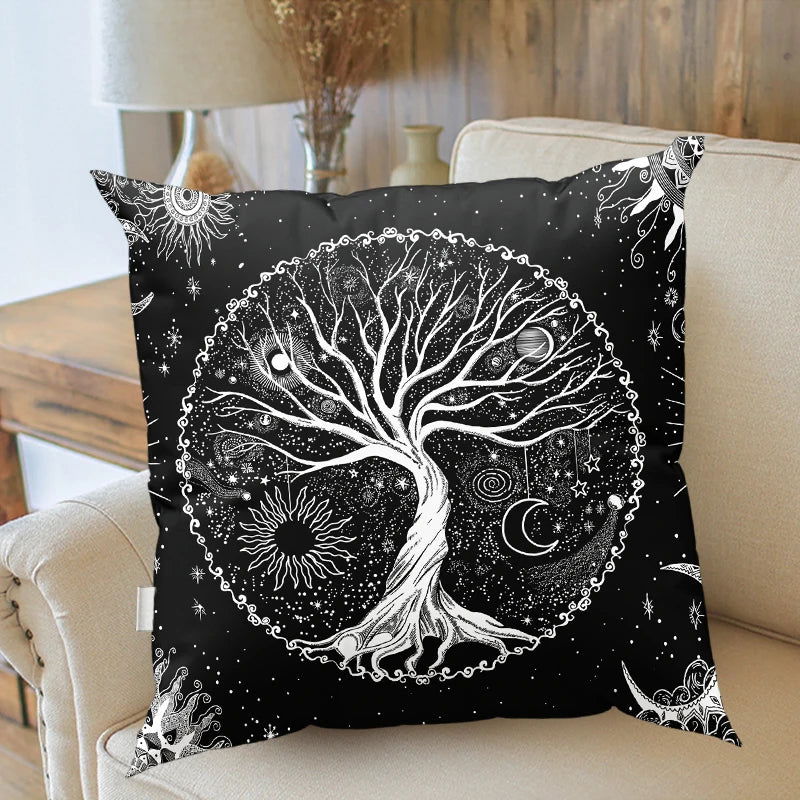 Tree of Life Cushion Cover Plant Floral Pillow Sun Moon    Pattern   Modern Sa Décor - Slobuy