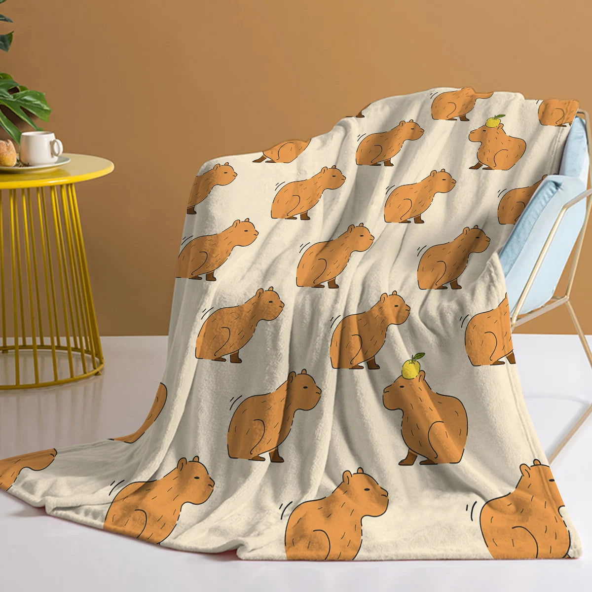Trembling Capybara Blanket Printed Throw Blanket Plush Fluffy Flannel Fleece Blanket Soft Throws for Sofa Couch and Bed - Slobuy