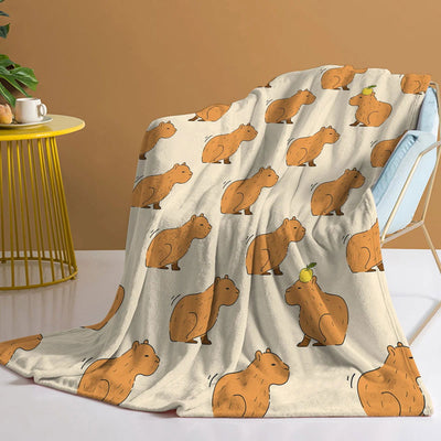 Trembling Capybara Blanket Printed Throw Blanket Plush Fluffy Flannel Fleece Blanket Soft Throws for Sofa Couch and Bed - Slobuy