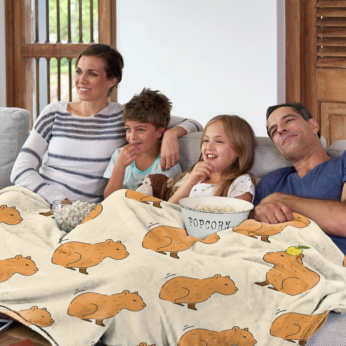 Trembling Capybara Blanket Printed Throw Blanket Plush Fluffy Flannel Fleece Blanket Soft Throws for Sofa Couch and Bed - Slobuy