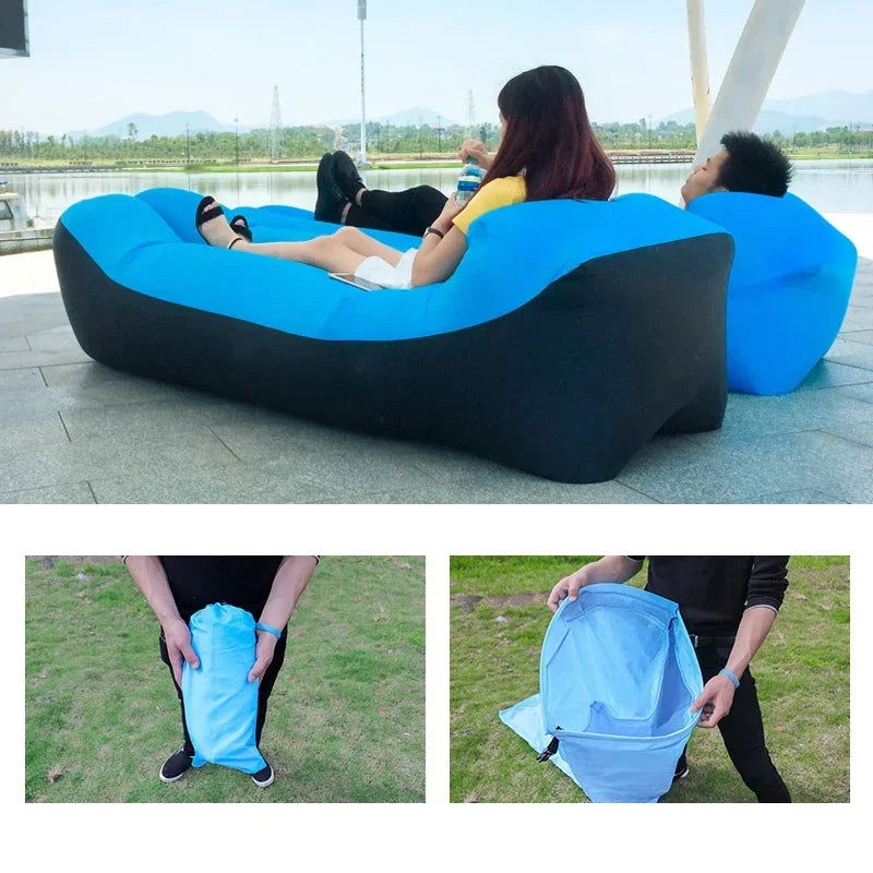 Trend Outdoor Products Fast Infaltable Air Sofa Bed Good Quality Sleeping Bag Inflatable Air Bag Lazy bag Beach Sofa 240*70cm - Slobuy