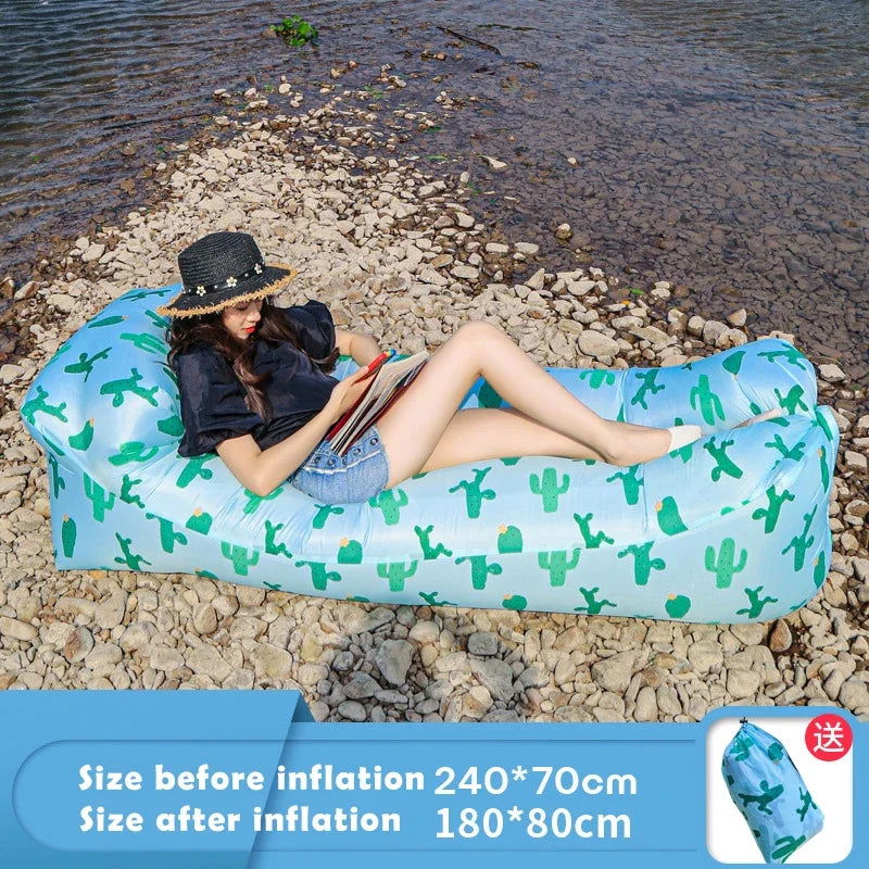 Trend Outdoor Products Fast Infaltable Air Sofa Bed Good Quality Sleeping Bag Inflatable Air Bag Lazy bag Beach Sofa 240*70cm - Slobuy