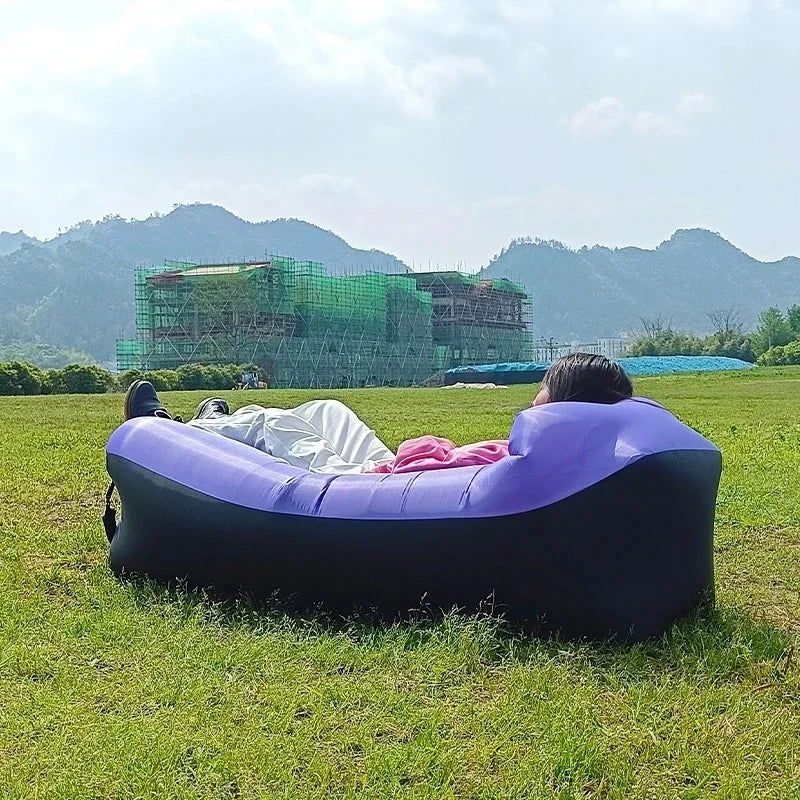 Trend Outdoor Products Fast Infaltable Air Sofa Bed Good Quality Sleeping Bag Inflatable Air Bag Lazy bag Beach Sofa 240*70cm - Slobuy