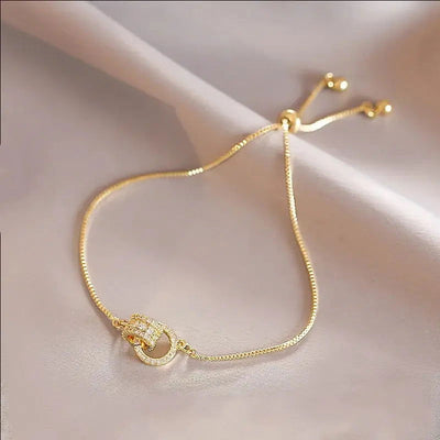Trendy Circle Interlocked Gold-Color Charm Bangle For Women Men Personally Bracelet Party Girls Exquisite Accessories Jewelry - Slobuy