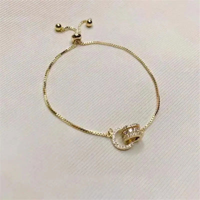 Trendy Circle Interlocked Gold-Color Charm Bangle For Women Men Personally Bracelet Party Girls Exquisite Accessories Jewelry - Slobuy