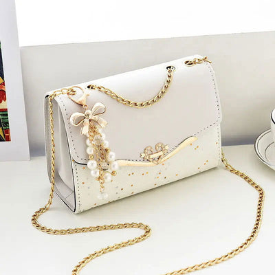 Trendy Fashion Ladies Crossbody Small Square Bag Girls Shoulder Bag Cross Square Tassel Pendant Sequin Embellished PU Polyester - Slobuy