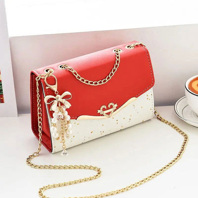 Trendy Fashion Ladies Crossbody Small Square Bag Girls Shoulder Bag Cross Square Tassel Pendant Sequin Embellished PU Polyester - Slobuy