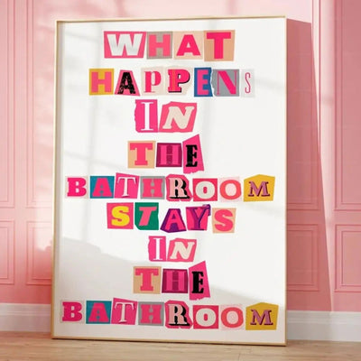 Trendy Preppy Girly Pink Bathroom Maximalist Funky Funny Quotes Wall Art Canvas Painting Posters Bathroom Room Home Decor - Slobuy