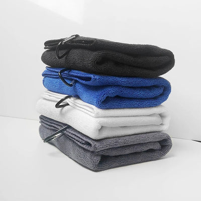 Tri-fold Golf Towel | Premium Microfiber Fabric | Heavy Duty Carabiner Clip | Four Color Options | Gift For Men And Women - Slobuy