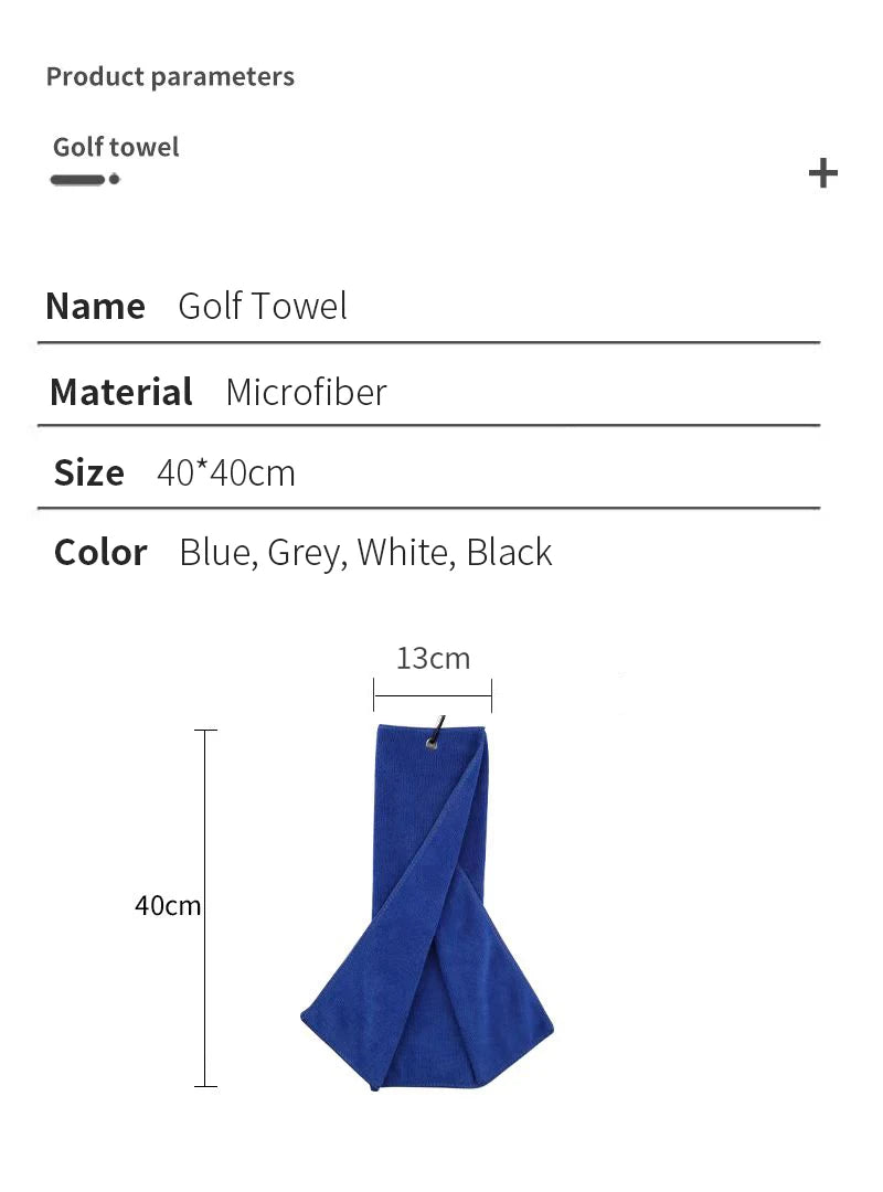 Tri-fold Golf Towel | Premium Microfiber Fabric | Heavy Duty Carabiner Clip | Four Color Options | Gift For Men And Women - Slobuy