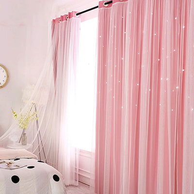 Tulle Blackout Curtains Hollow Star Modern Style Living Room Bedroom Chiffon Window Voiles Tulle Blinds Finished Drapes Kitchen - Slobuy