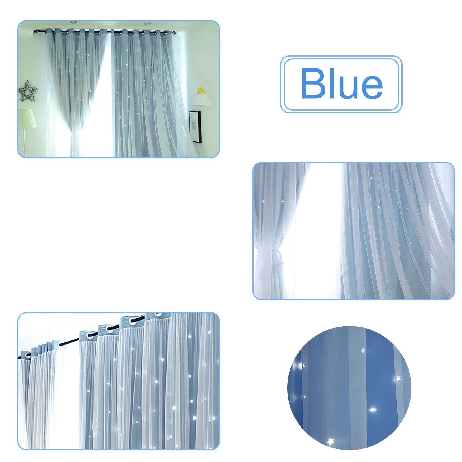 Tulle Blackout Curtains Hollow Star Modern Style Living Room Bedroom Chiffon Window Voiles Tulle Blinds Finished Drapes Kitchen - Slobuy