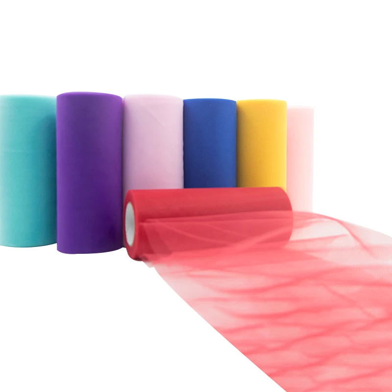 Tulle Roll Spool 25 Yards 15cm White Organza Roll Red Blue Tulle Organza Fabric Tutu Skirt Girl Baby Shower Decor Party Supplies - Slobuy