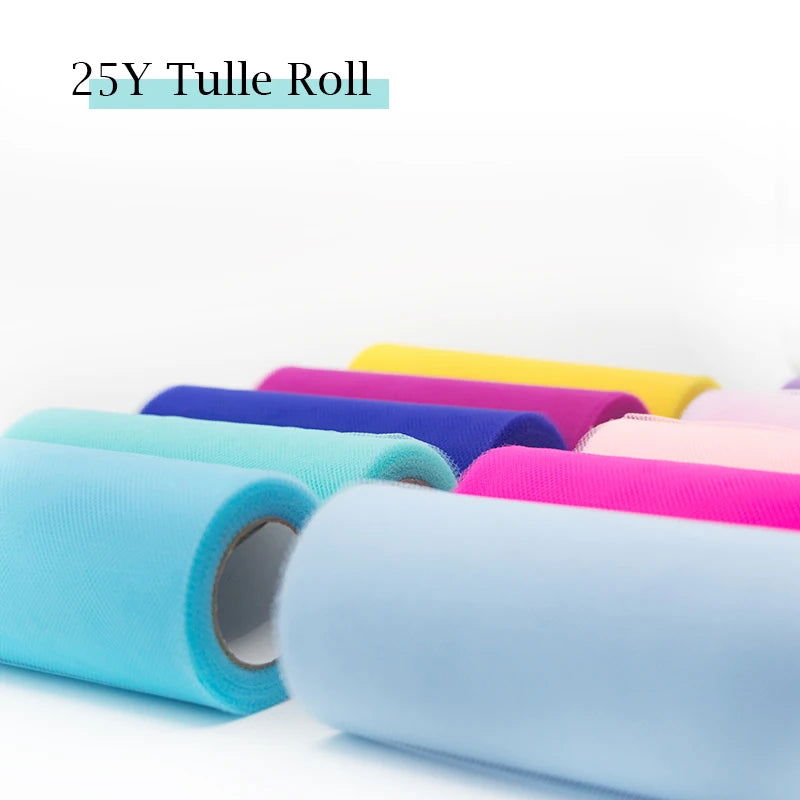 Tulle Roll Spool 25 Yards 15cm White Organza Roll Red Blue Tulle Organza Fabric Tutu Skirt Girl Baby Shower Decor Party Supplies - Slobuy