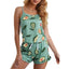 Two Piece Summer Women Pajamas Sexy Avocadoprint Sleeveless Silk Satin Cami Top Shorts Sleepwear Home Clothes For Women Loungewe - Slobuy