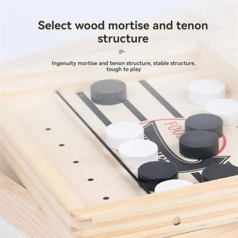 Two Players Against Wooden Billiard Board Game Fun Family Parent-Child Interactive Catapult Competitive Educational Set Toys - Slobuy