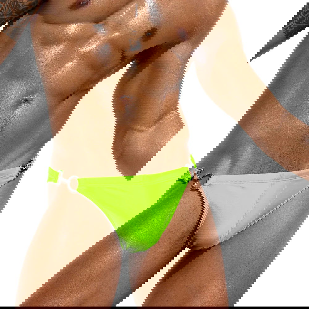 Two Side Metal Lock Swimwear Summer Mens Quick Release Swim Briefs Sexy Low Waist Bikini Trunks Fast Dry Sport Bathing Swimsuit - Slobuy