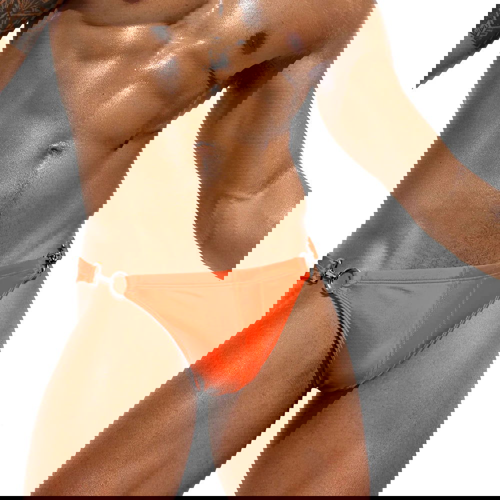 Two Side Metal Lock Swimwear Summer Mens Quick Release Swim Briefs Sexy Low Waist Bikini Trunks Fast Dry Sport Bathing Swimsuit - Slobuy