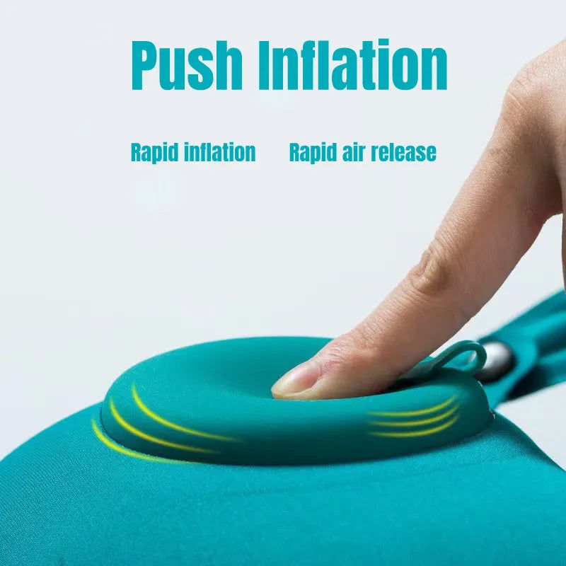 U-Shaped Inflatable Travel Pillow Portable Air Neck Support Cushion Comfortable Sleeping Press to inflate pillow - Slobuy
