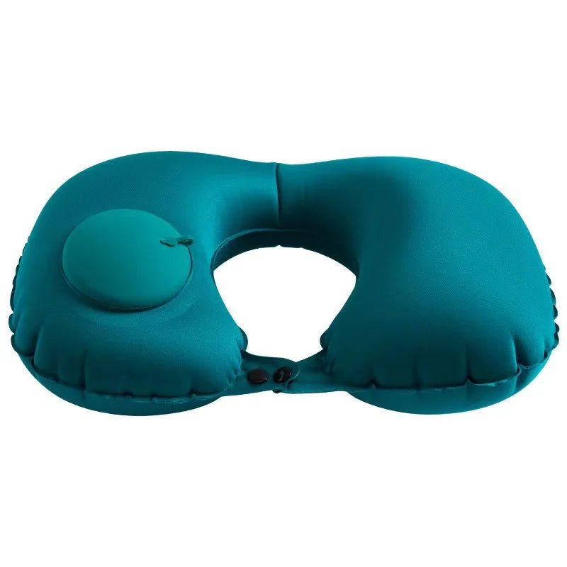 U-Shaped Inflatable Travel Pillow Portable Air Neck Support Cushion Comfortable Sleeping Press to inflate pillow - Slobuy