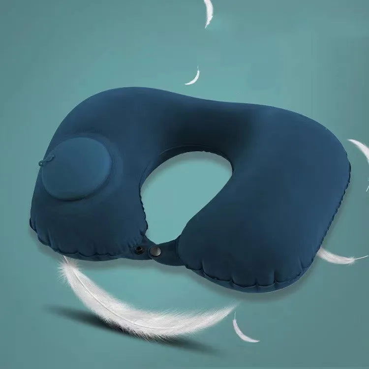 U-Shaped Inflatable Travel Pillow Portable Air Neck Support Cushion Comfortable Sleeping Press to inflate pillow - Slobuy