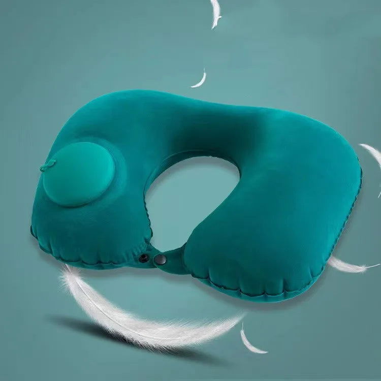 U-Shaped Inflatable Travel Pillow Portable Air Neck Support Cushion Comfortable Sleeping Press to inflate pillow - Slobuy