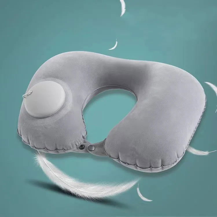 U-Shaped Inflatable Travel Pillow Portable Air Neck Support Cushion Comfortable Sleeping Press to inflate pillow - Slobuy