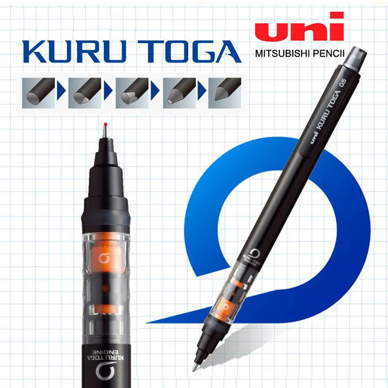 UNI Kuru Toga  Mechanical Pencil M5-452 Drawing Pencil 0.5mm Low Center of Gravity Automatic Rotation School Supplies Stationery - Slobuy