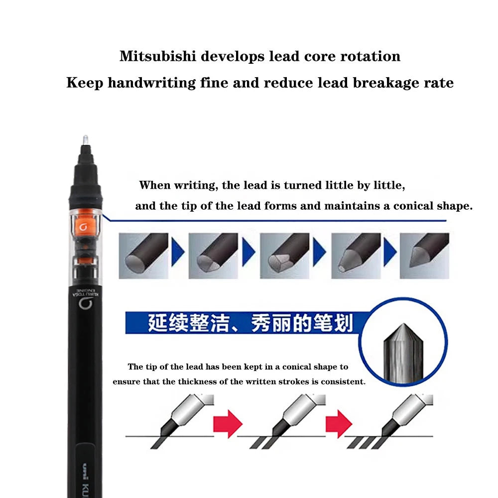 UNI Kuru Toga  Mechanical Pencil M5-452 Drawing Pencil 0.5mm Low Center of Gravity Automatic Rotation School Supplies Stationery - Slobuy