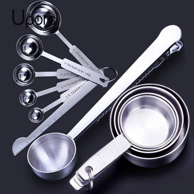 UPORS Measuring Cups Premium Stackable Kitchen Measuring Spoon Set Stainless Steel Measuring Cups and Spoons Set - Slobuy