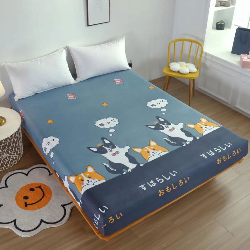 UPzo Cartoon 100% Waterproof Bed Fitted Sheet  Adjustable Mattress Covers 4 Corners With Elastic Band Multi Size Bed Sheet - Slobuy