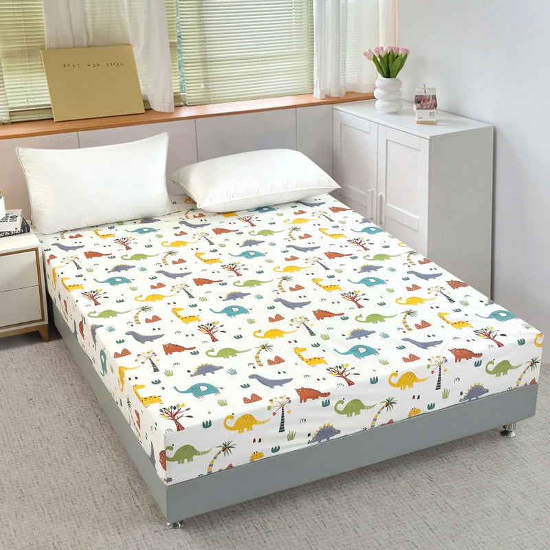 UPzo Cartoon 100% Waterproof Bed Fitted Sheet  Adjustable Mattress Covers 4 Corners With Elastic Band Multi Size Bed Sheet - Slobuy