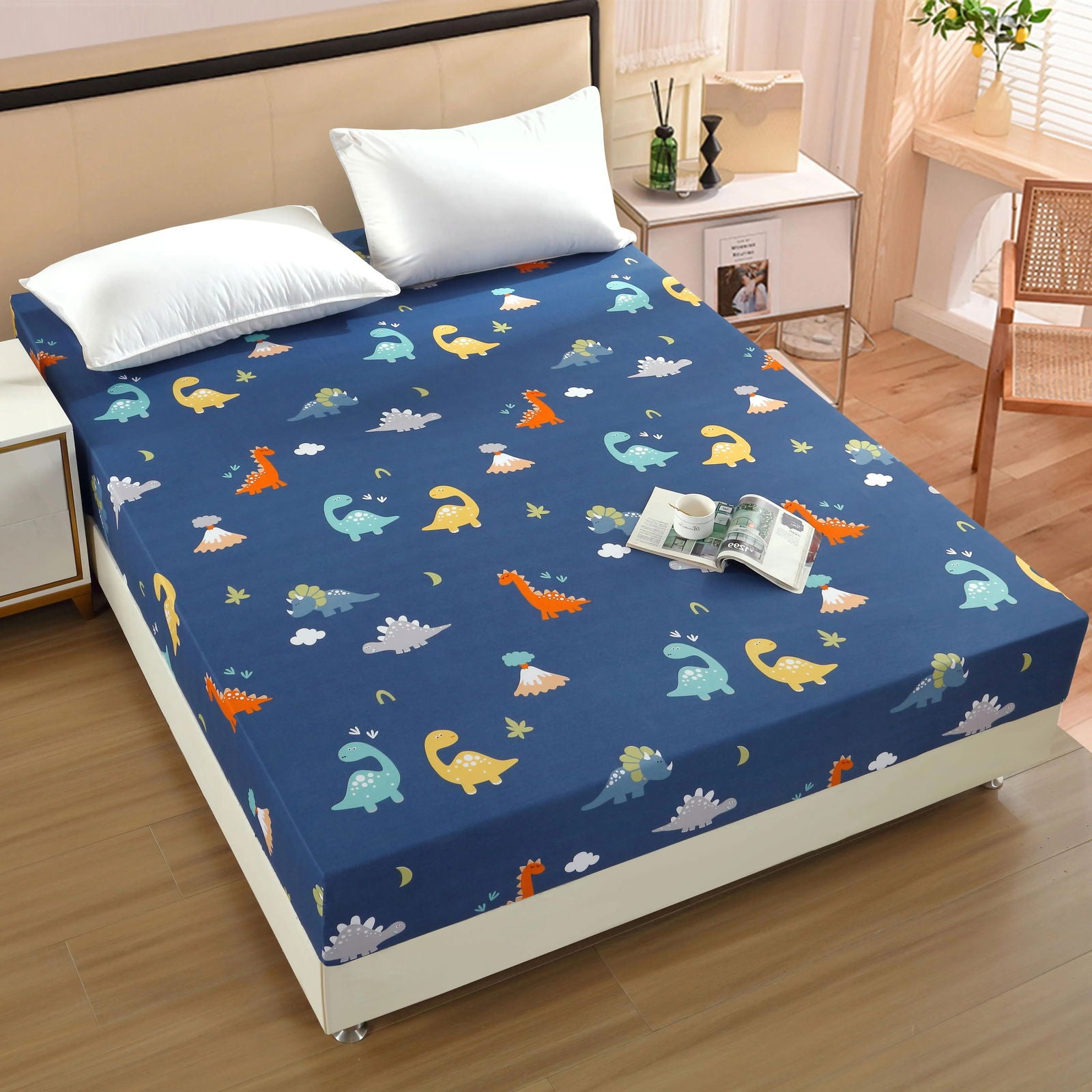UPzo Cartoon 100% Waterproof Bed Fitted Sheet  Adjustable Mattress Covers 4 Corners With Elastic Band Multi Size Bed Sheet - Slobuy