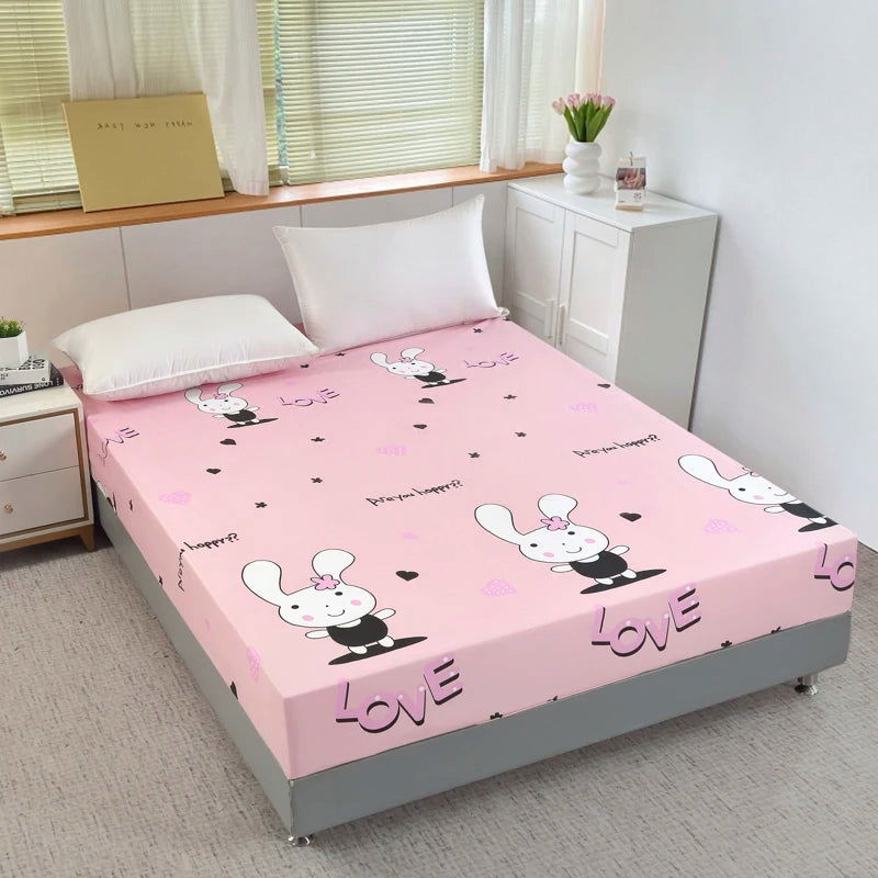 UPzo Cartoon 100% Waterproof Bed Fitted Sheet  Adjustable Mattress Covers 4 Corners With Elastic Band Multi Size Bed Sheet - Slobuy
