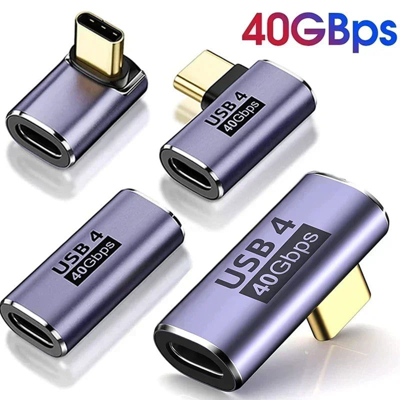 USB4.0 40Gbps Adapter USB C Male To Female 90 Degree 100W Fast Charging Data Converter for Laptop Tablet Phone Accessories - Slobuy
