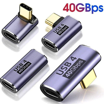 USB4.0 40Gbps Adapter USB C Male To Female 90 Degree 100W Fast Charging Data Converter for Laptop Tablet Phone Accessories - Slobuy