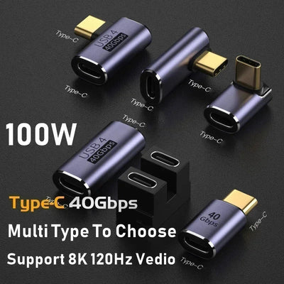 USB4.0 40Gbps Adapter USB C Male To Female 90 Degree 100W Fast Charging Data Converter for Laptop Tablet Phone Accessories - Slobuy