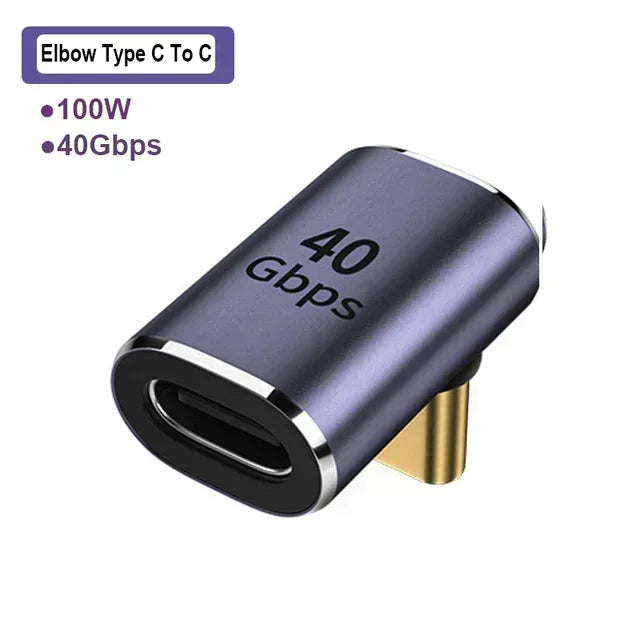 USB4.0 40Gbps Adapter USB C Male To Female 90 Degree 100W Fast Charging Data Converter for Laptop Tablet Phone Accessories - Slobuy