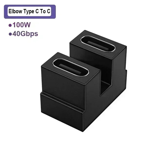 USB4.0 40Gbps Adapter USB C Male To Female 90 Degree 100W Fast Charging Data Converter for Laptop Tablet Phone Accessories - Slobuy