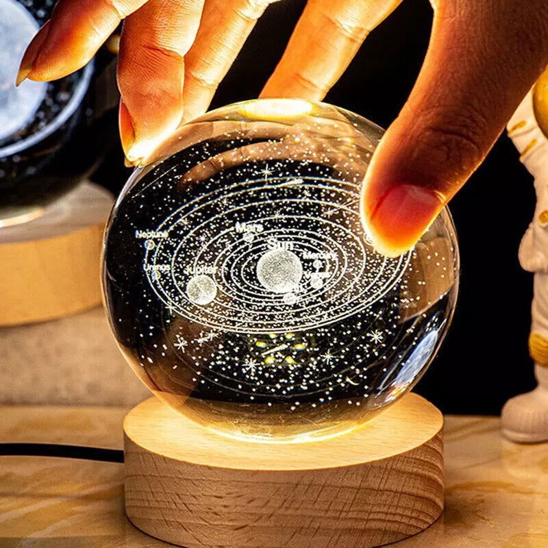 USB LED Night Light Galaxy Crystal Ball Table Lamp 3D Planet Moon Lamp Bedroom Home Decor for Kids Party Children Birthday Gifts - Slobuy